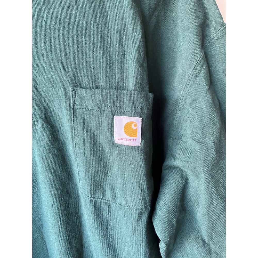 Mens Carhartt Loose Fit 100% Cotton Henley Shirt Size XL Green - Picture 3 of 5